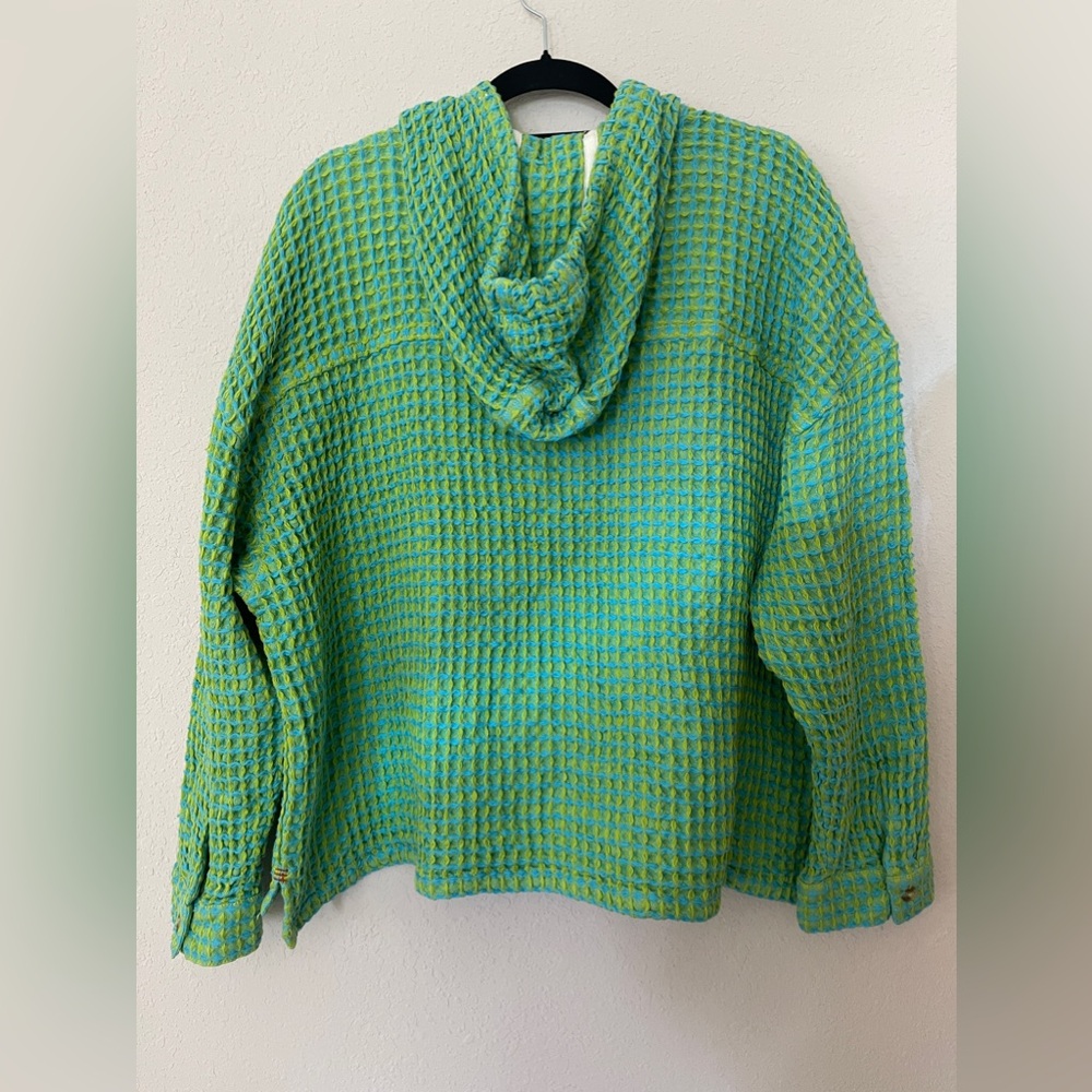 URBAN OUTFITTERS BDG Baja Stanley Waffle Hooded Top SZ XL Blue Gree NWT - Picture 8 of 10